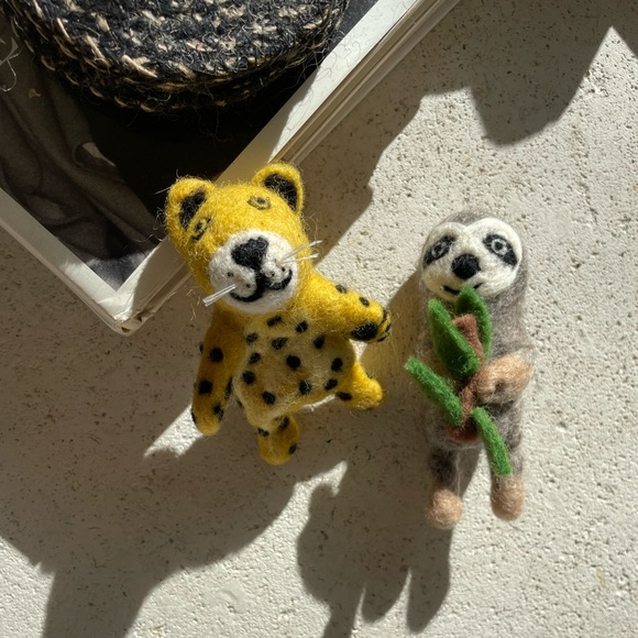 Toys | Handmade Felt Wool Finger Puppets Tiger And Sloth | Poshmark